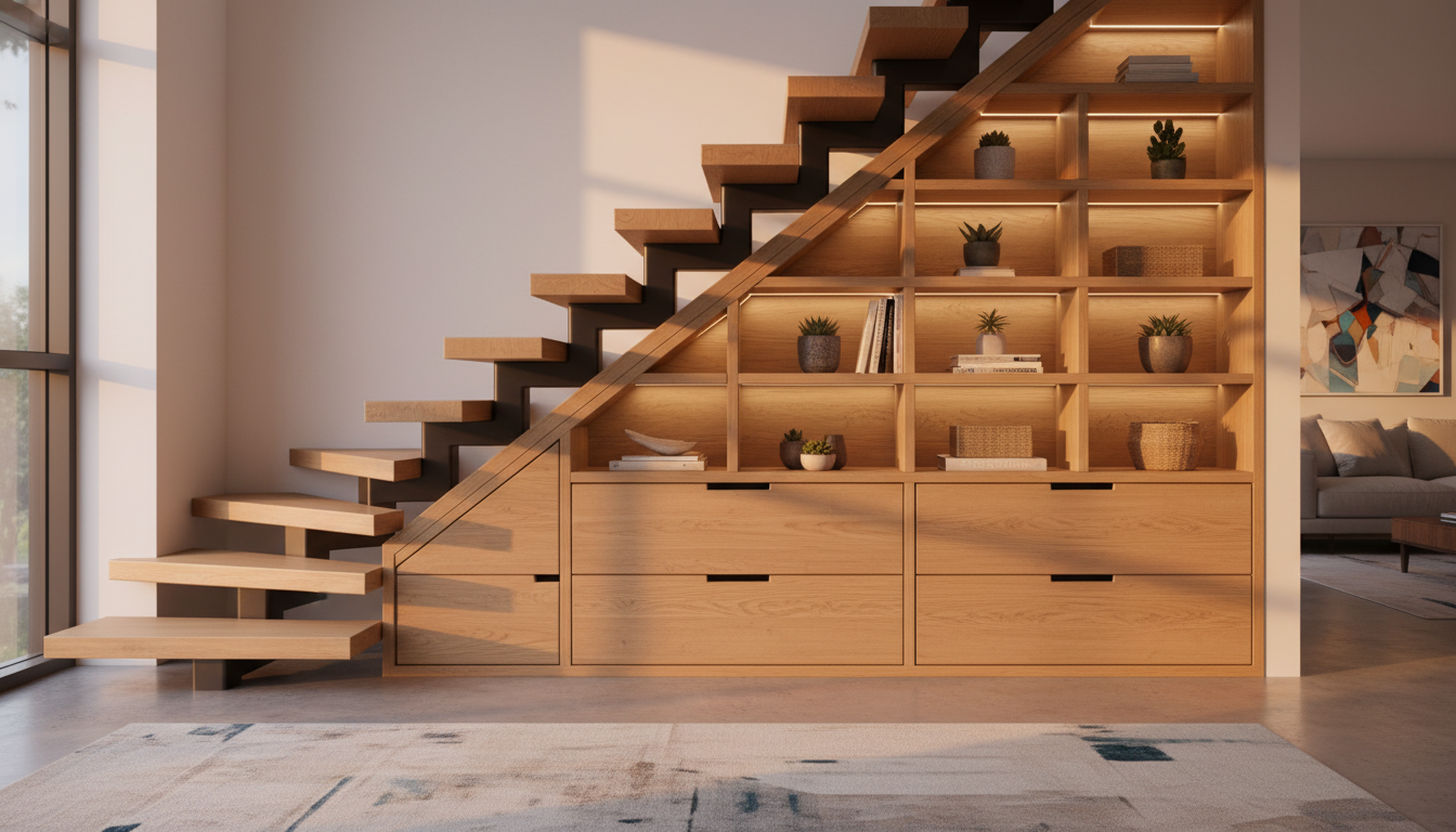 découvrez 10 idées astucieuses pour aménager l'espace sous un escalier ouvert et optimiser vos rangements avec style et fonctionnalité.