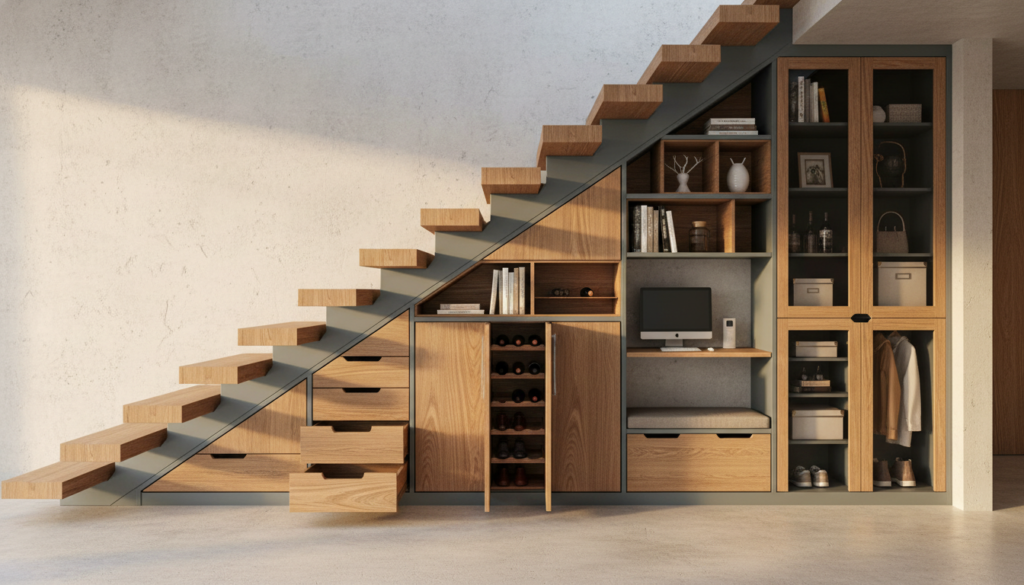 découvrez 10 idées ingénieuses pour aménager des rangements pratiques et esthétiques sous un escalier ouvert, optimisez votre espace avec style et fonctionnalité.