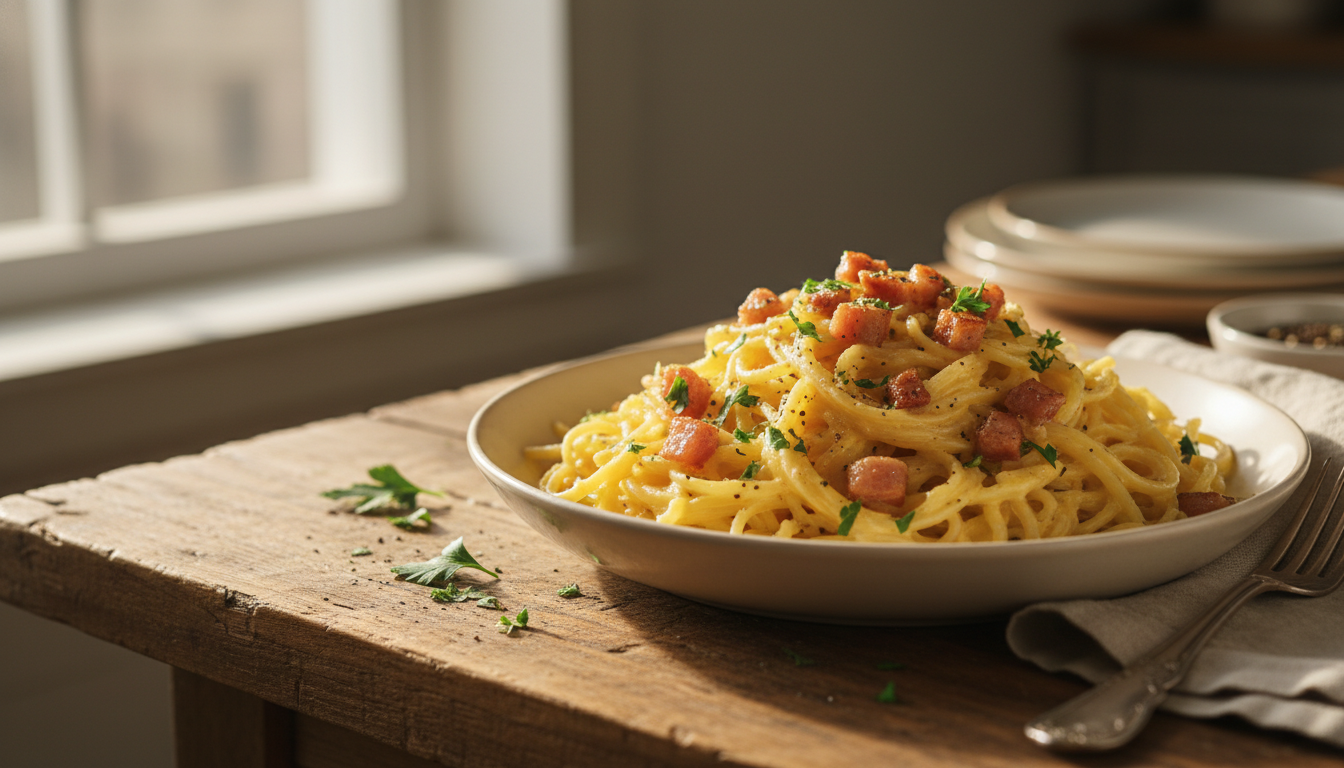 découvrez notre recette gourmande et légère de courge spaghetti carbonara, une alternative saine et délicieuse au plat traditionnel, parfaite pour un repas savoureux et équilibré.