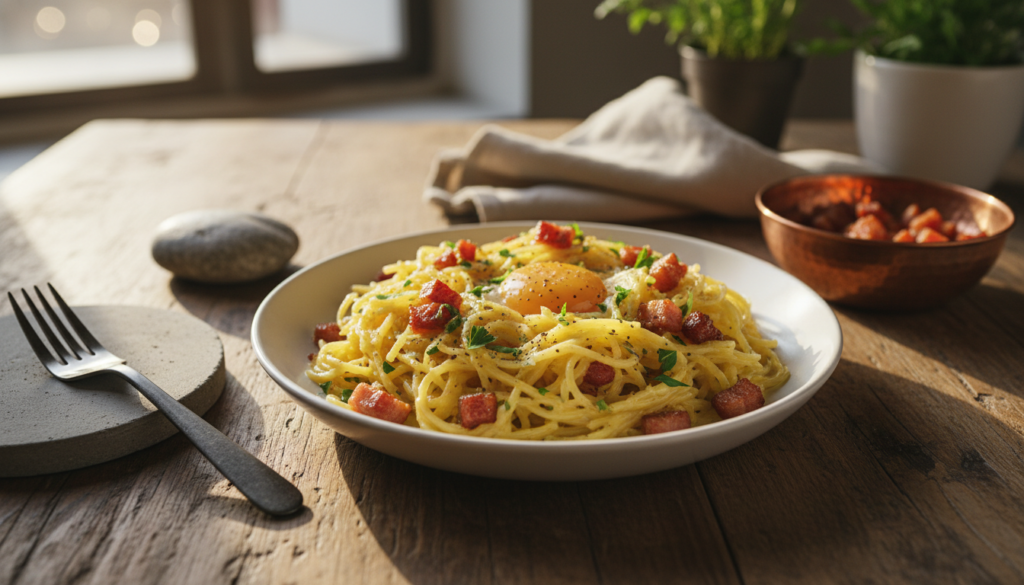 découvrez notre recette gourmande et légère de courge spaghetti carbonara, un plat savoureux alliant tradition et santé pour un repas délicieux et équilibré.